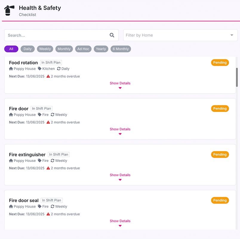 image showing Mentor's health and safety checklist feature