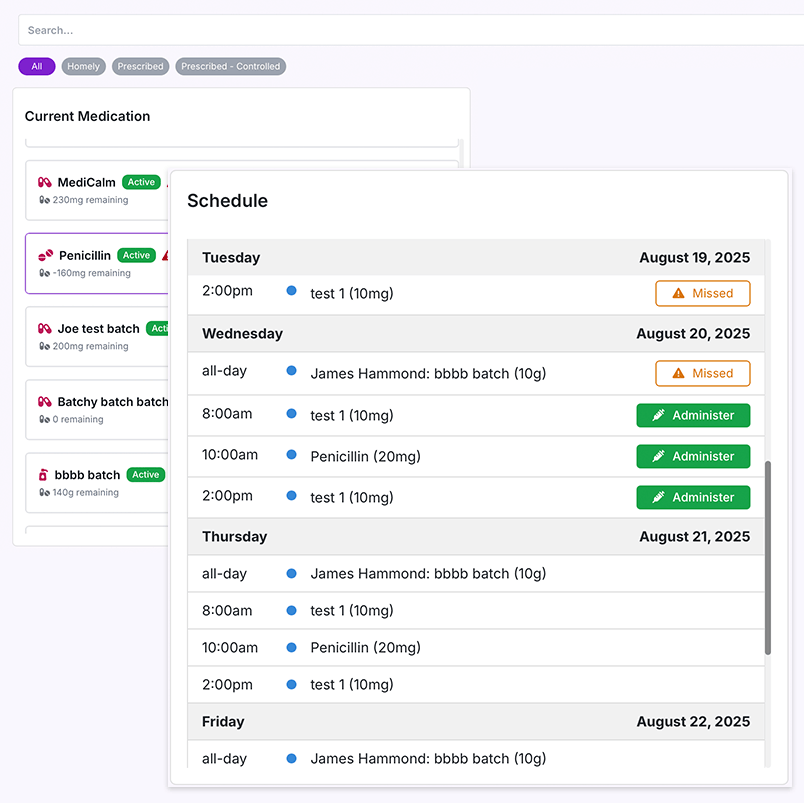 image showing the medication feature in Mentor